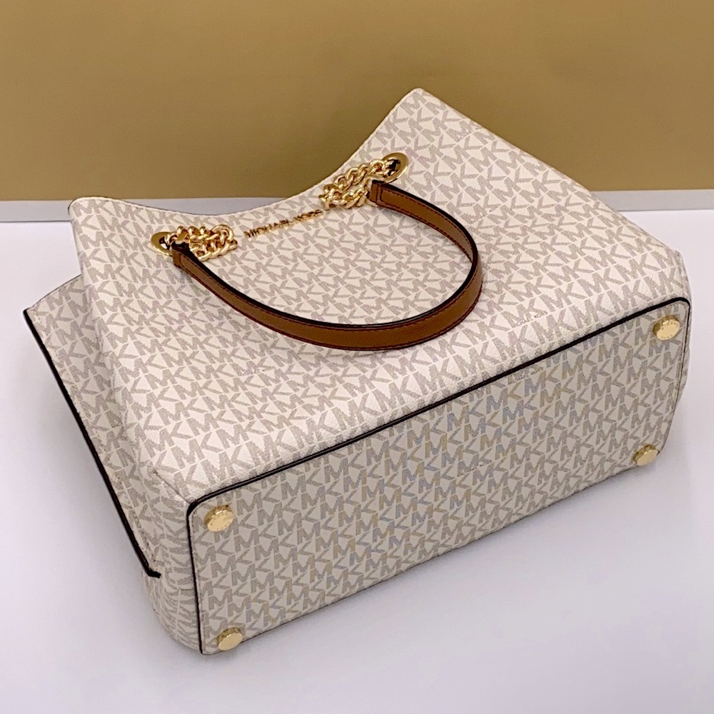 MICHAEL KORS TEAGEN LG LONG DROP SATCHEL VANILLA - Picture 15 of 16
